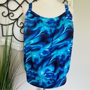 LANDS’ END Size 16 Tall 16 Long Colorful Tankini Swimsuit Top